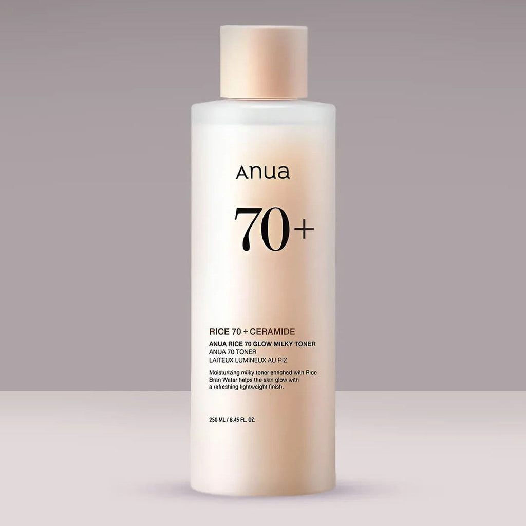 a bottle of Anua Rice 70 Glow Milky Toner 250 mL