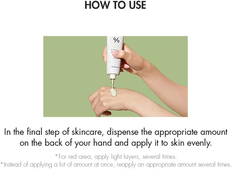 Dr.Ceuracle Tea Tree Purifine Green Up Sun SPF50+ product being dispensed on hand