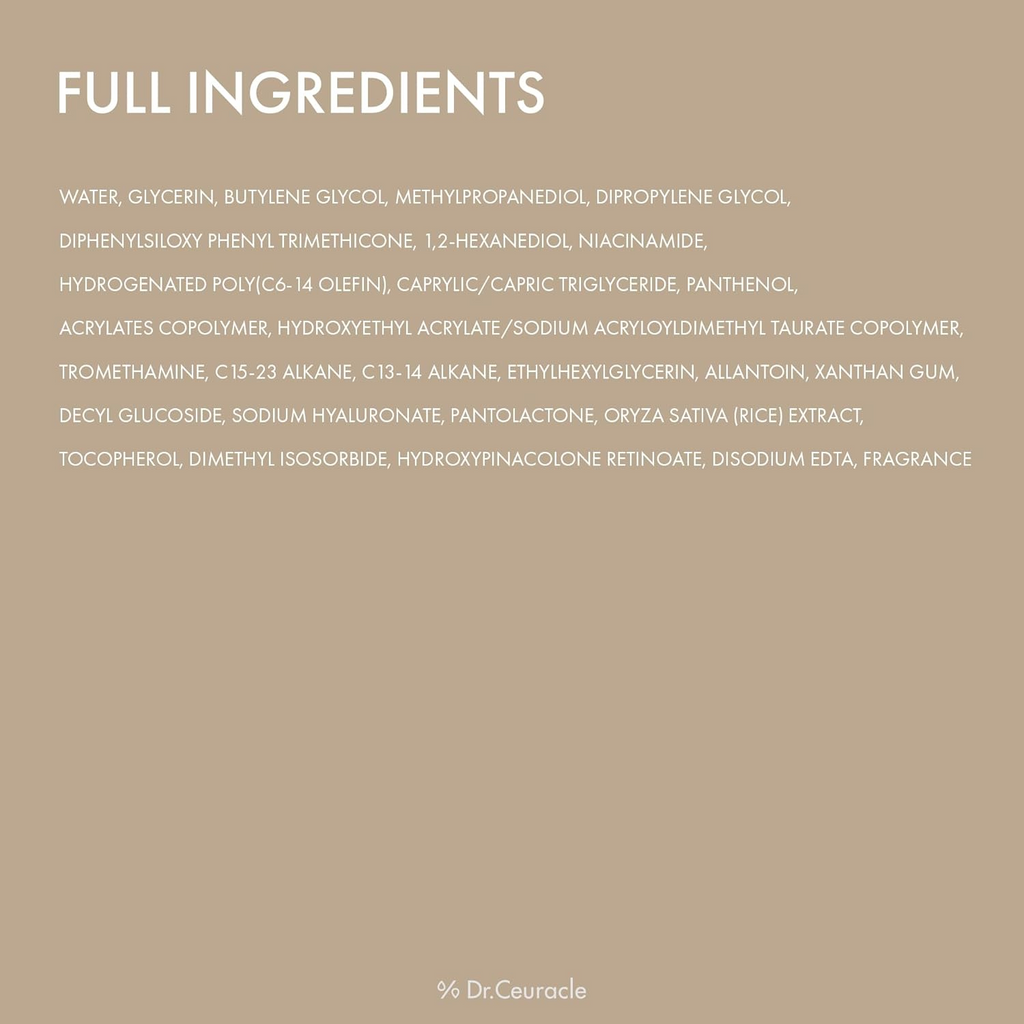 Dr.Ceuracle Vegan Niacin & Rice Ampoule ingredients list