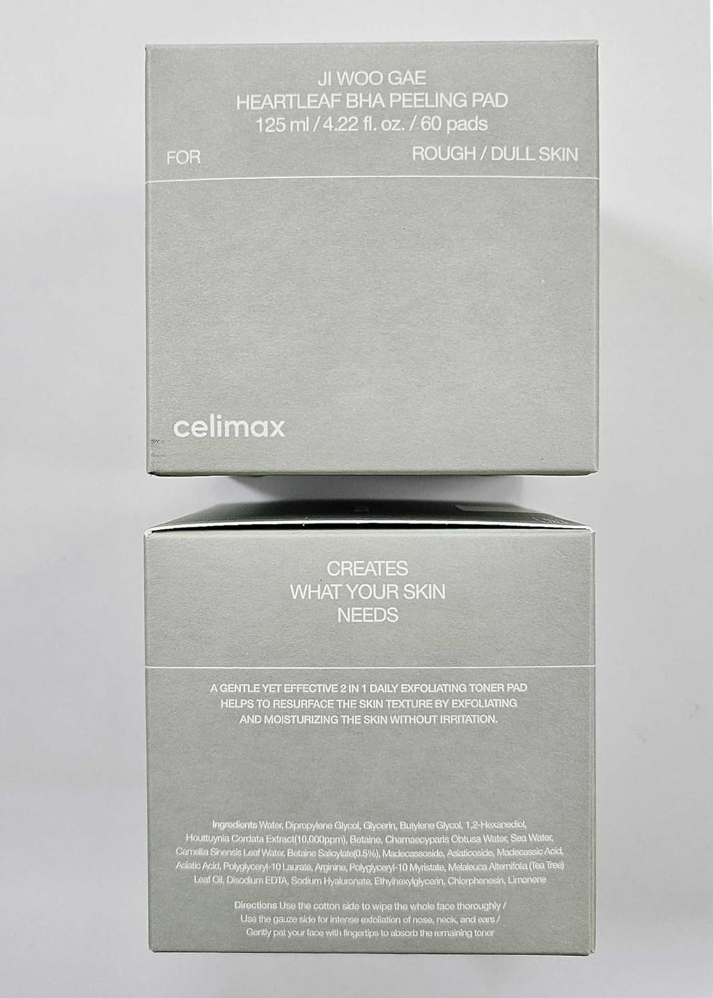 box packaging of celimax Ji Woo Gae Heartleaf BHA Peeling Pad 