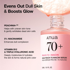 open bottle of Anua Peach 70+ Niacin Serum