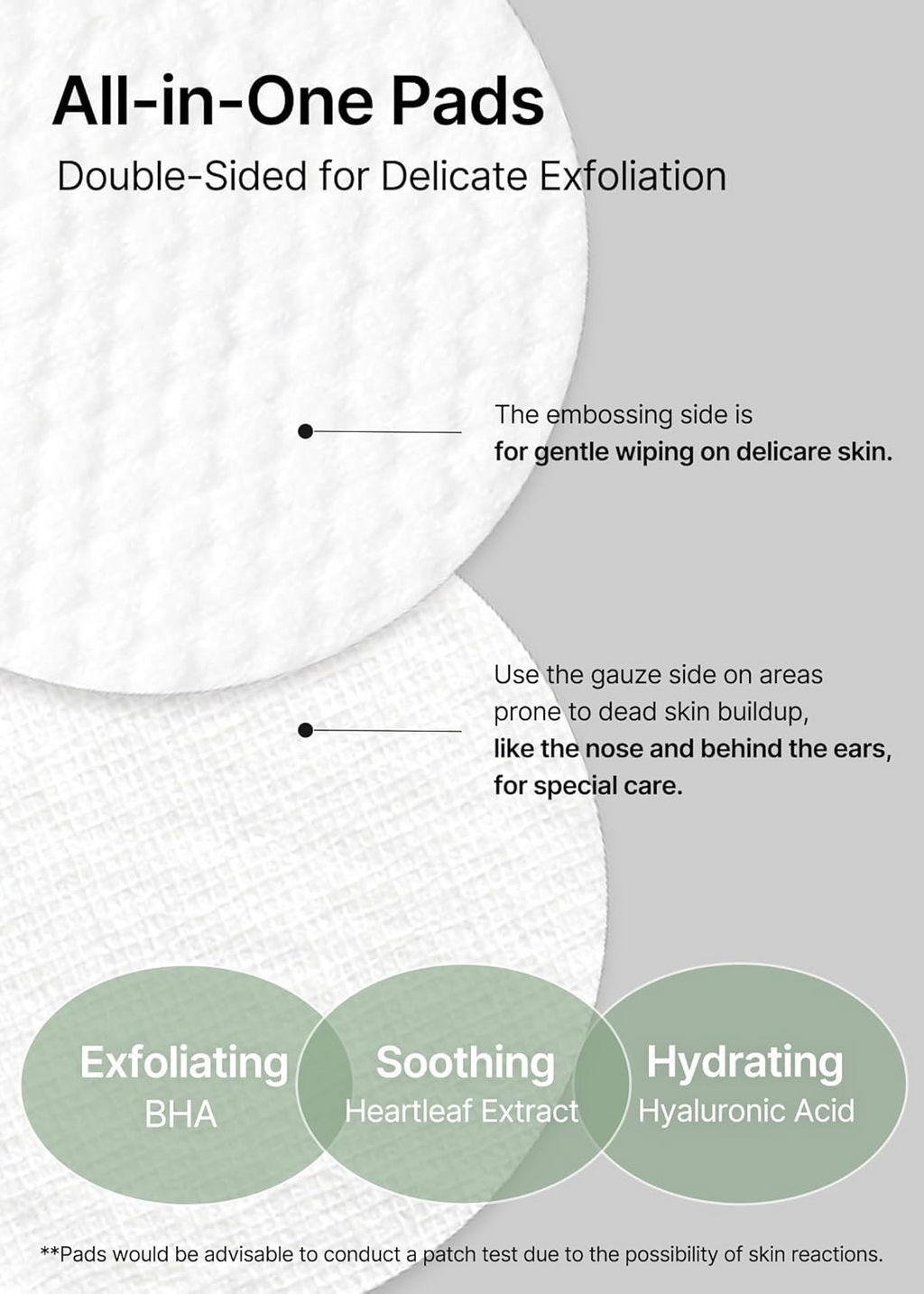 double sides of celimax Ji Woo Gae Heartleaf BHA Peeling Pad close-up 