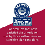 National Eczema Association logo with text on a red and white background