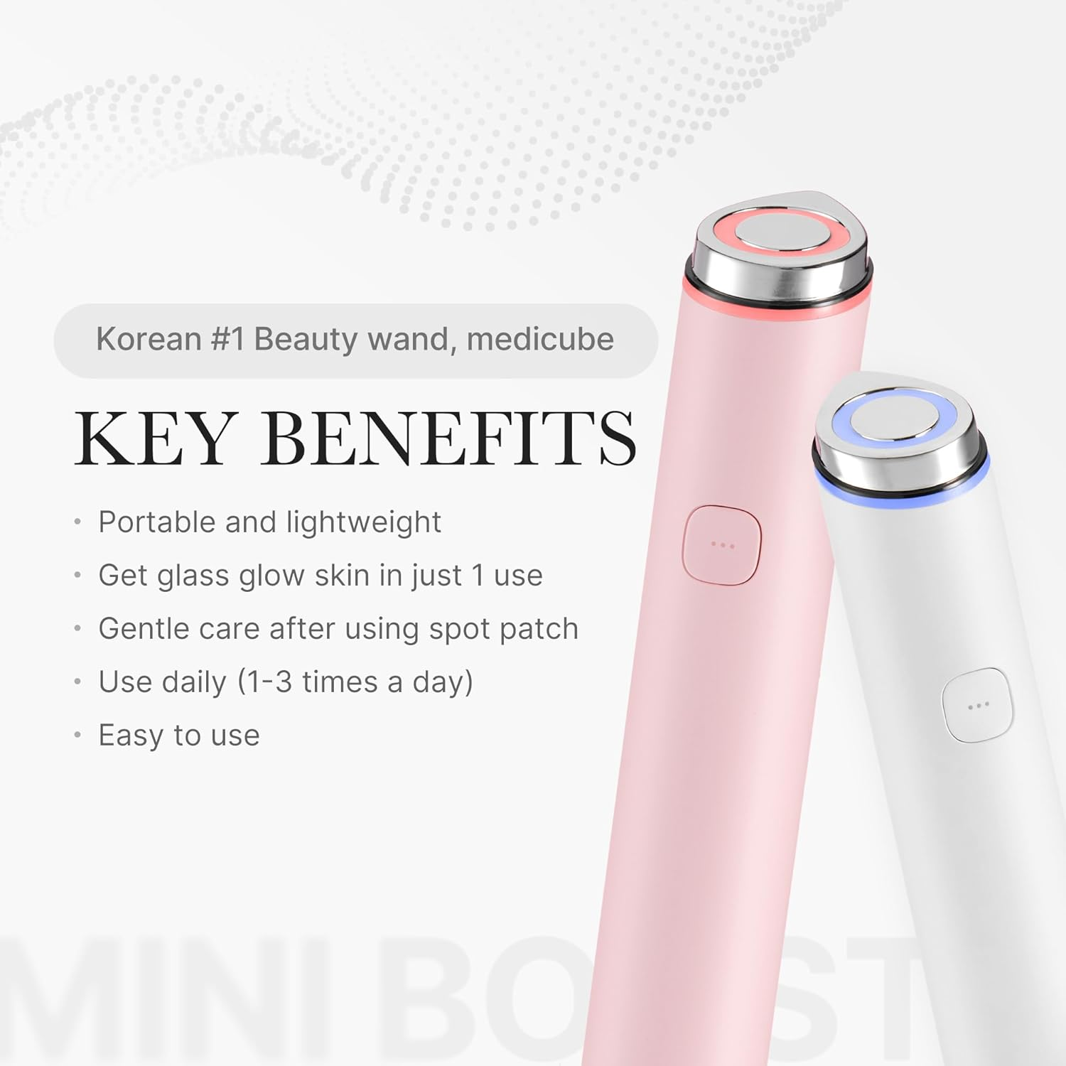two medicube Mini Booster Pro with key benefits written