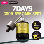 open bottle of Goodal Green Tangerine Vita C 15 Dark Spot Care Ampoule