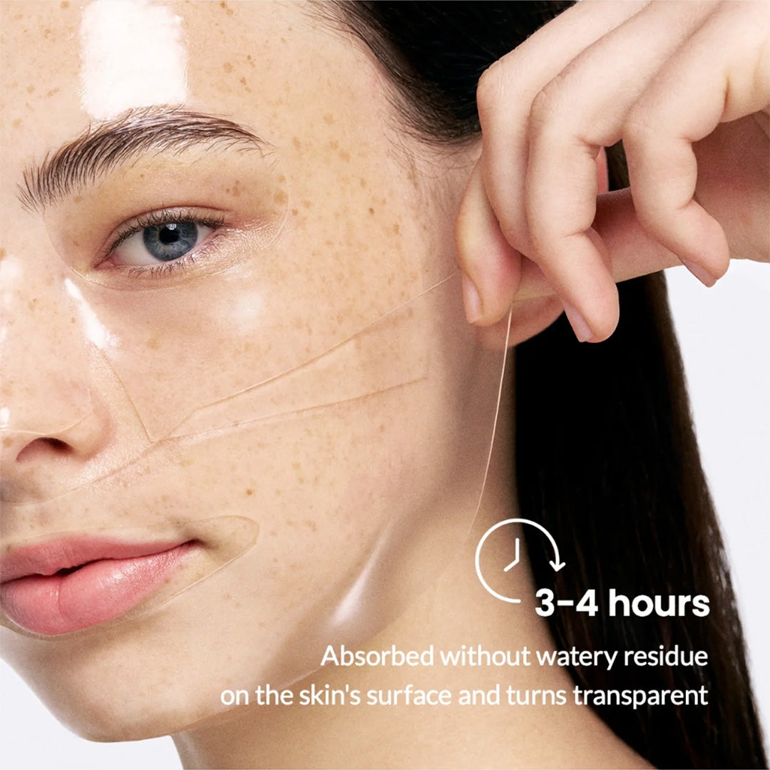 close-up of a woman with BIODANCE Bio-Collagen Real Deep Mask on