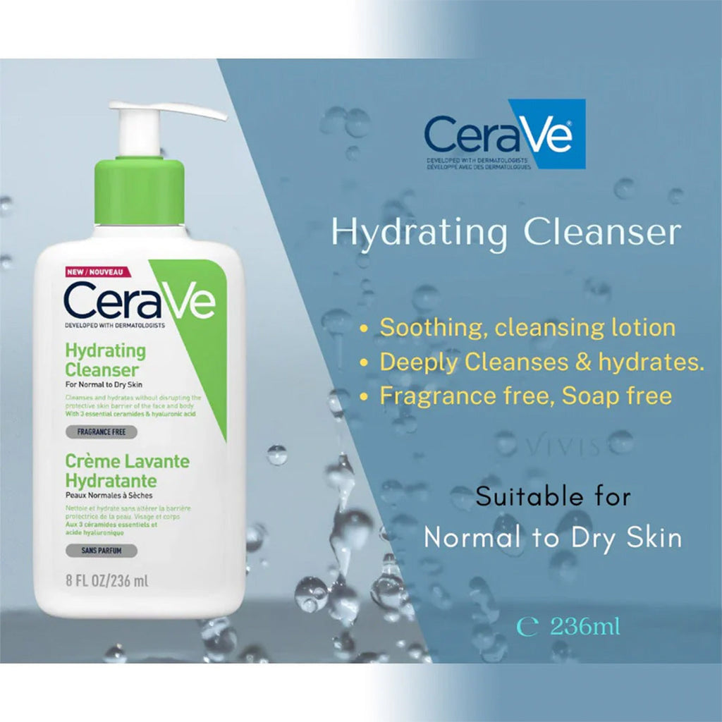 CeraVe Hydrating Cleanser  for Normal to Dry skin with Hyaluronic Acid and Ceramides 236 mL CeraVe