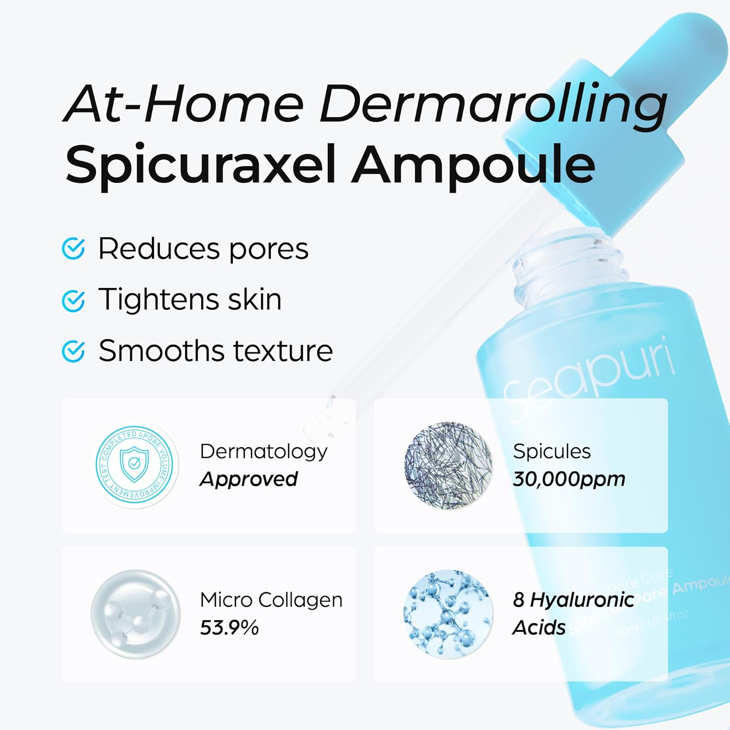 open bottle of Seapuri Spicuraxel Pore Ampoule 30mL