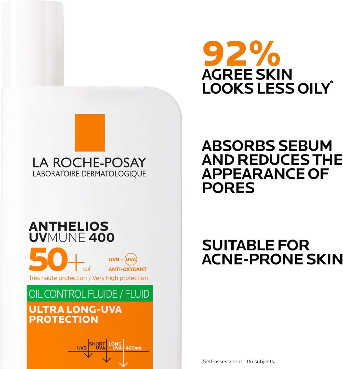 LA ROCHE-POSAY Anthelios UVMune 400 Oil Control Invisible Fluid SPF50+ 50mL bottle