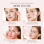 Woman demonstrating PDRN Caffeine Wrapping Mask instructions