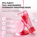 APRILSKIN TXA Niacinamide Wrapping Mask tube with product dispensed out on the tube bottle. 