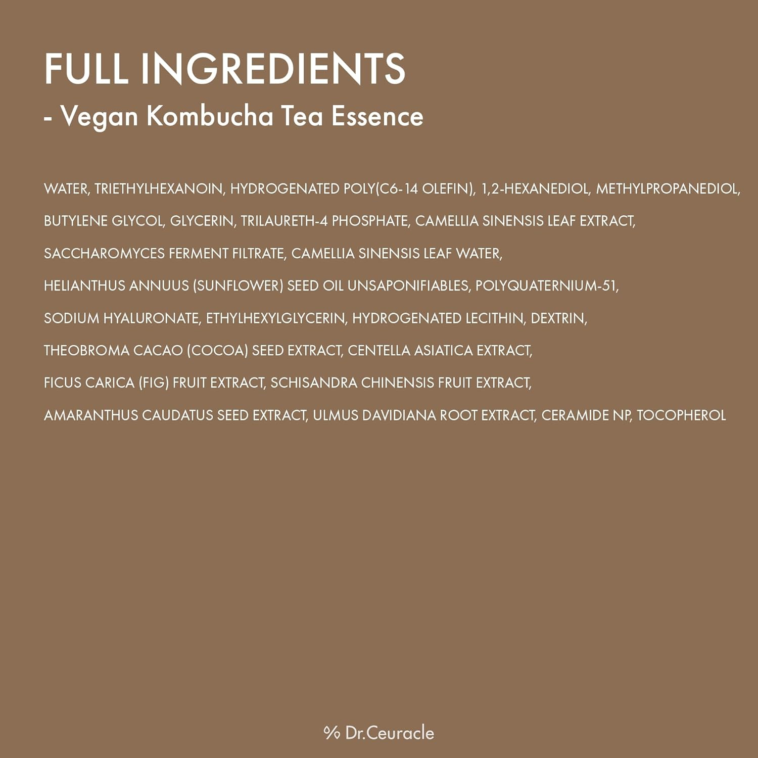 Dr.Ceuracle Vegan Kombucha Tea Essence ingredients list