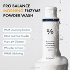 Dr.Ceuracle Pro Balance Enzyme Face Wash bottle with water droplets and foam