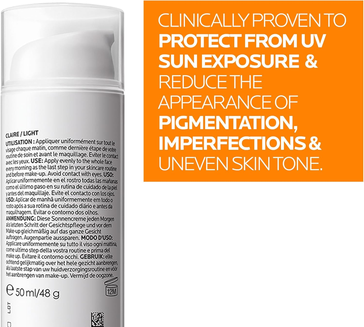 back side of LA ROCHE-POSAY Anthelios Age-Correct SPF50+ 50mL bottle