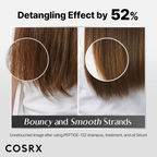 before and after comparison of hair highlighting detangling effect.