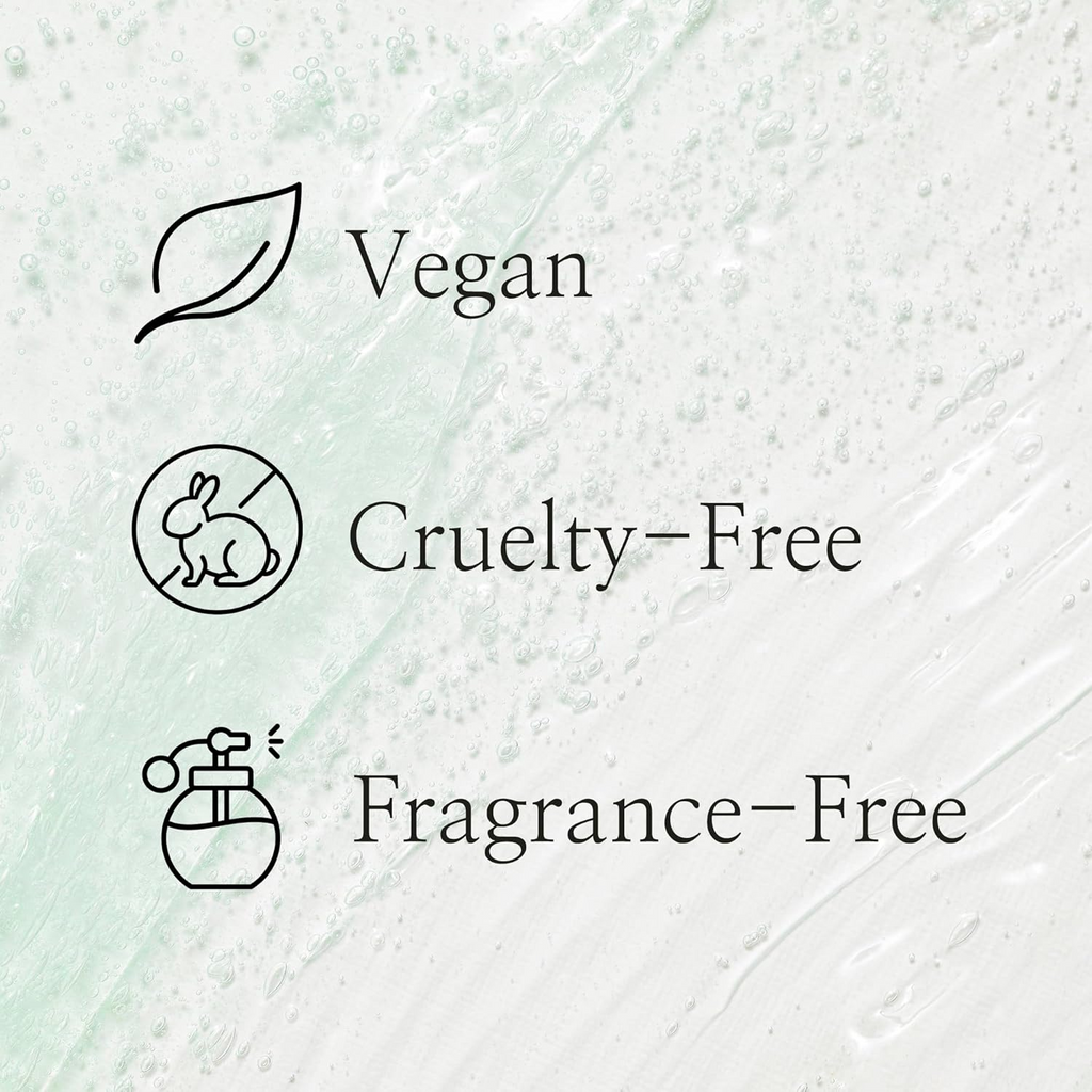Icons and text labeled vegan, cruelty-free, and fragrance-free