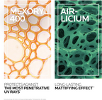 Two images with 'Mexoryl 400' and 'Air-Licium' text, showing textured patterns