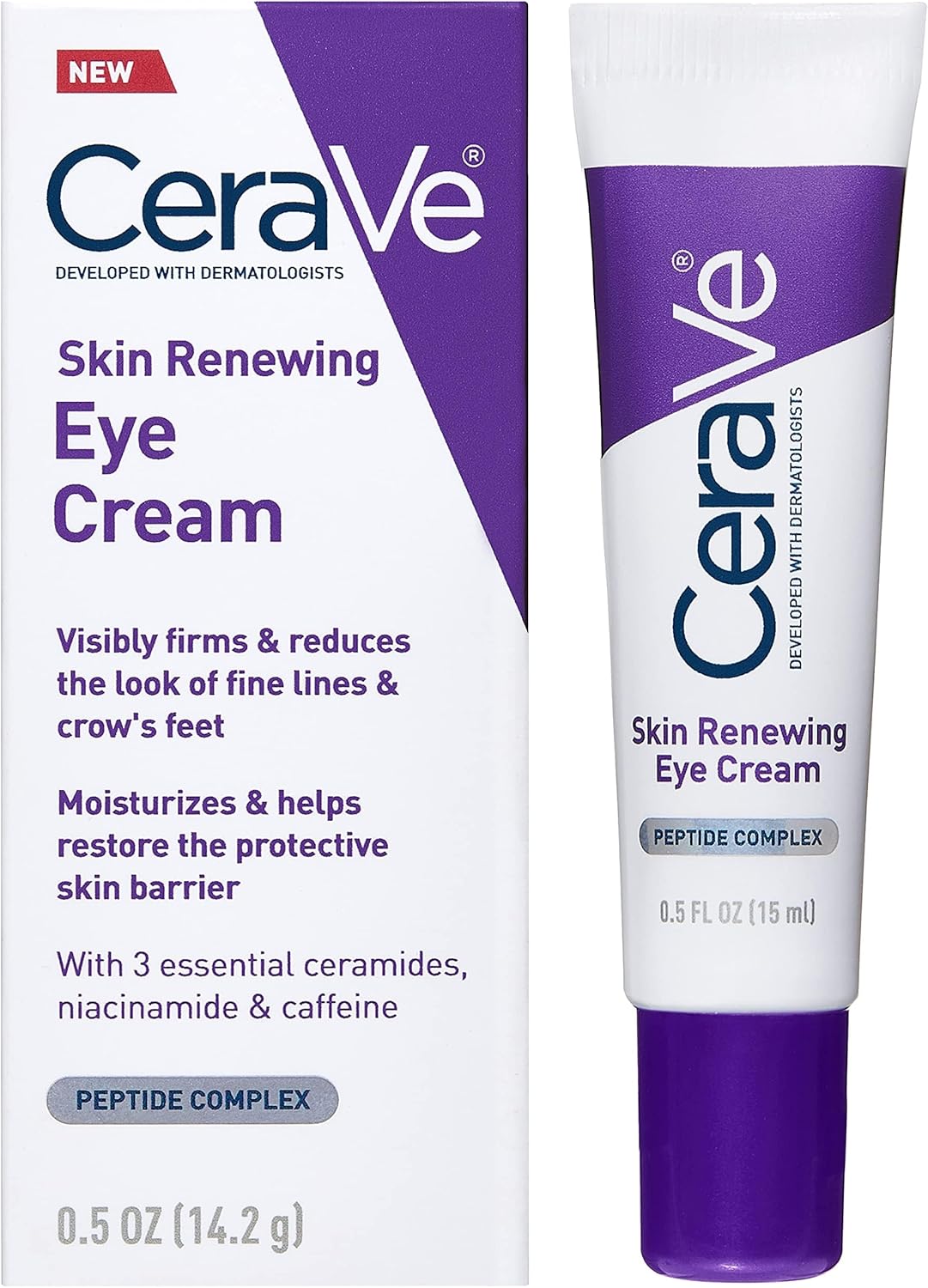 CeraVe Eye Cream for Wrinkles Under Eye Cream with Caffeine, Peptides 14.2g