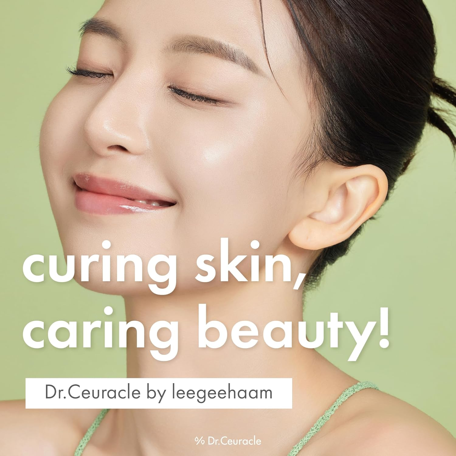 close-up of a smiling woman with a smooth skin
