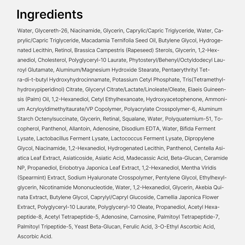Medicube Retinol NMN Boosting Serum ingredients list 
