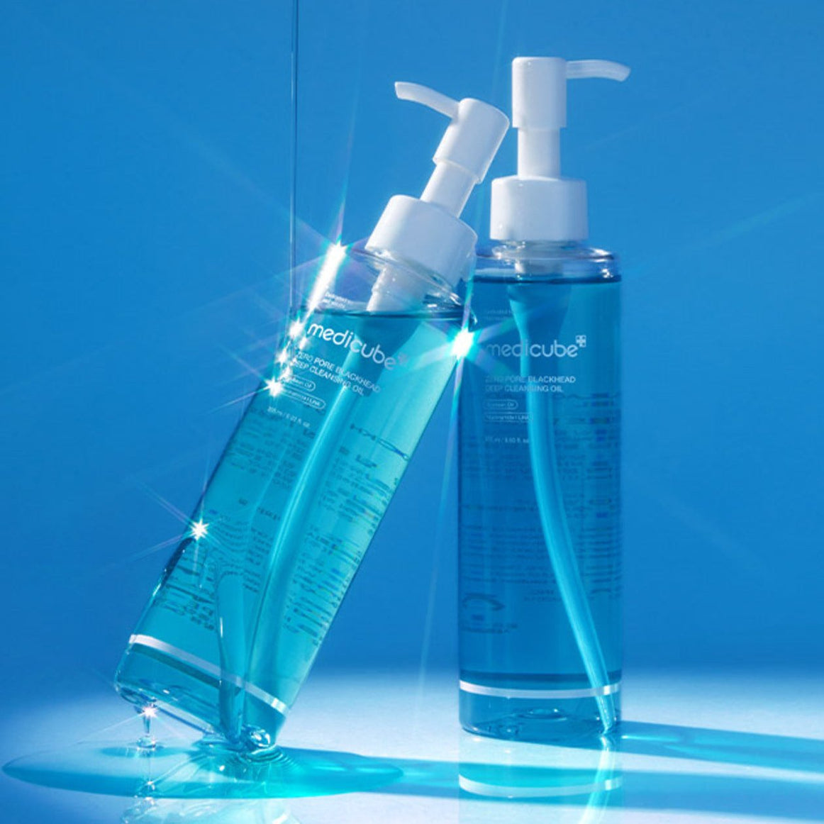 two pump bottles of Zero Pore Blackhead Duo Deep Cleansing Oil