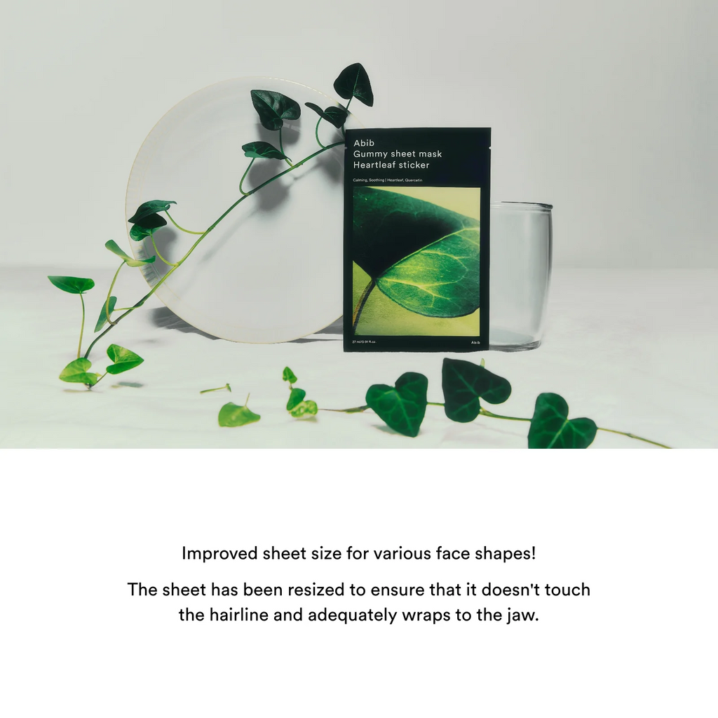 Abib Gummy Sheet Mask Heartleaf Sticker with leaves