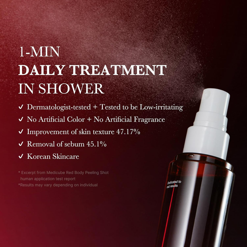 a spray bottle of medicube Red Acne Body Peeling Shot